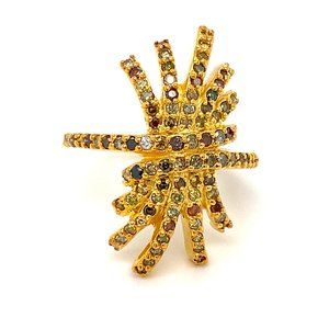 Fancy Colored Diamonds 2.80ct 14K Gold Spider Ring